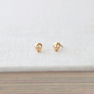 Kris Nations Skull Stud Earrings in Gold Vermeil