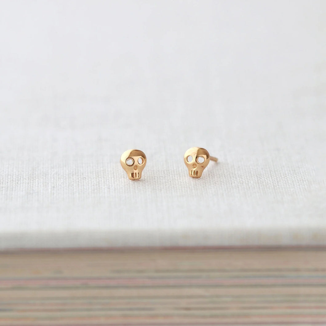 Kris Nations Skull Stud Earrings in Gold Vermeil