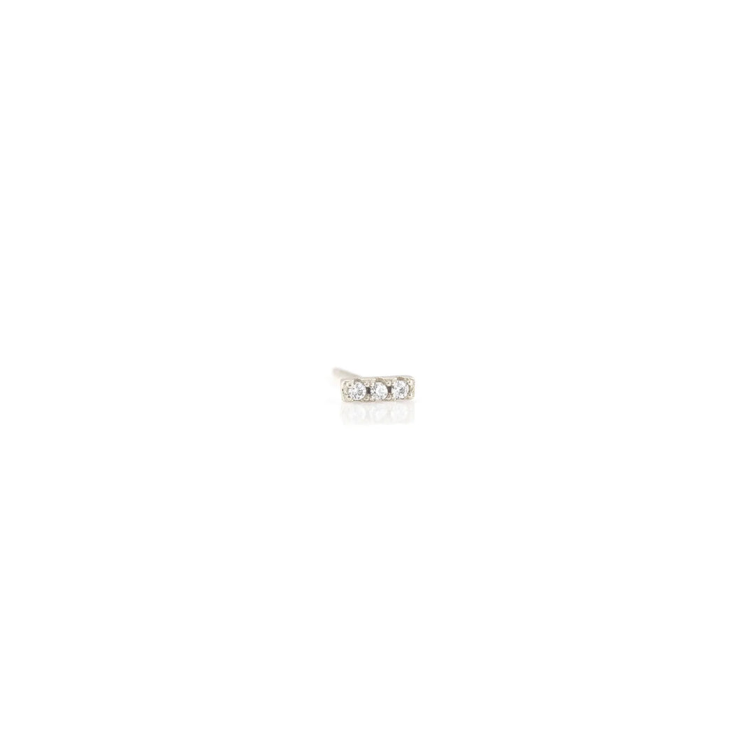 Kris Nations Bar Dash Pave Stud Earring - Sterling Silver