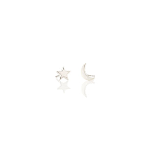 Kris Nations Star and Moon Stud Earrings - Sterling Silver