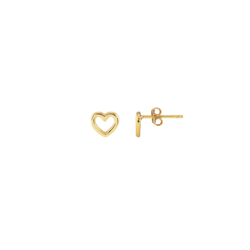 Kris Nations Heart Outline Stud Earrings - 18K Gold Vermeil