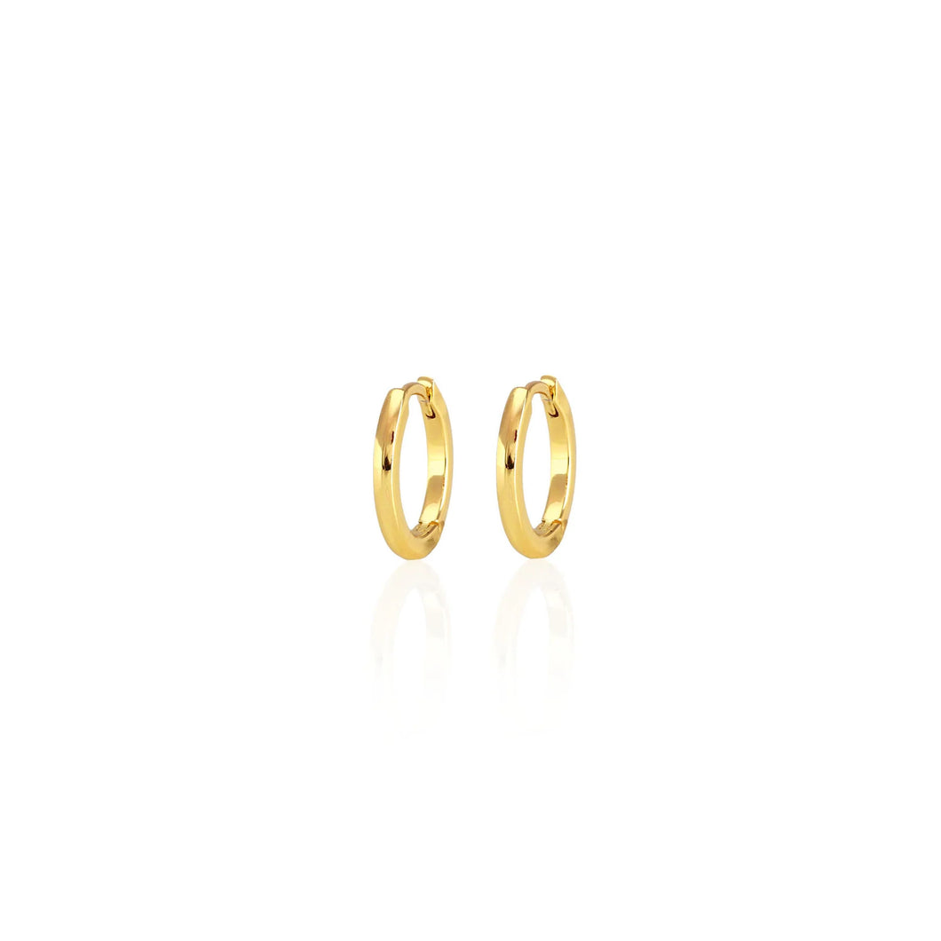 Kris Nations Classic 12mm Hinged Huggie Hoop Earrings - 18K Gold Vermeil