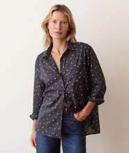 Load image into Gallery viewer, Marine Layer Jane Relaxed Voile Shirt in Navy Polka Dot