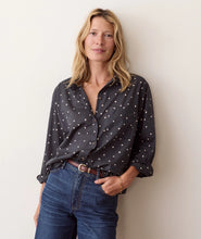 Load image into Gallery viewer, Marine Layer Jane Relaxed Voile Shirt in Navy Polka Dot
