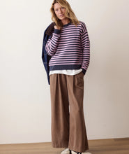 Load image into Gallery viewer, Marine Layer Suki Rollneck Sweater in Navy &amp; Lilac Stripe