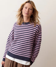 Load image into Gallery viewer, Marine Layer Suki Rollneck Sweater in Navy &amp; Lilac Stripe