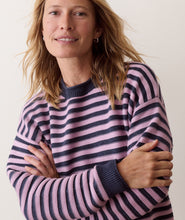 Load image into Gallery viewer, Marine Layer Suki Rollneck Sweater in Navy &amp; Lilac Stripe