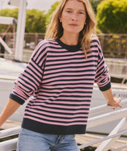 Load image into Gallery viewer, Marine Layer Suki Rollneck Sweater in Navy &amp; Lilac Stripe