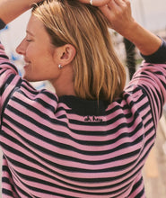 Load image into Gallery viewer, Marine Layer Suki Rollneck Sweater in Navy &amp; Lilac Stripe