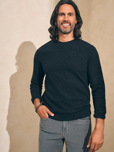 Faherty Legend Sweater Crew In Heathered Black Twill