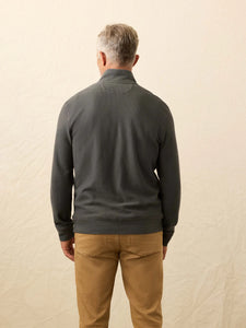 Faherty Mens Textured Knit Quarter Zip in Mountain Coal