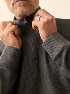 Faherty Mens Textured Knit Quarter Zip in Mountain Coal