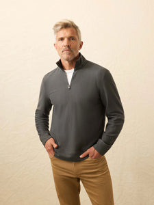 Faherty Mens Textured Knit Quarter Zip in Mountain Coal