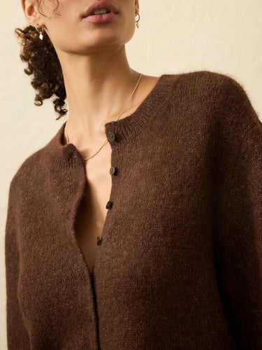 Faherty Apres Alpaca Cardigan in Walnut Brown
