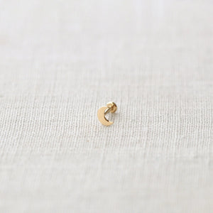 Kris Nations Crescent Moon Flat Back Single Stud Earring in 14k Gold
