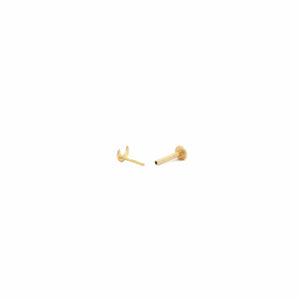 Kris Nations Crescent Moon Flat Back Single Stud Earring in 14k Gold