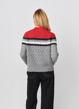 Load image into Gallery viewer, Sundry Funnel Neck with Chest Stripes &amp; Cables Sweater in Heather Grey - FINAL SALE