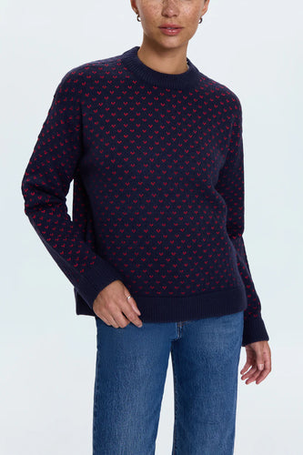 Pistola Hanna Oversized Sweater in Navy Red Hearts