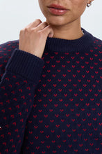 Load image into Gallery viewer, Pistola Hanna Oversized Sweater in Navy Red Hearts