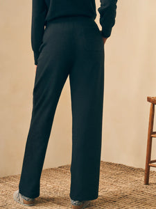 Faherty Legend Lounge Wide Leg Pant in Heathered Black