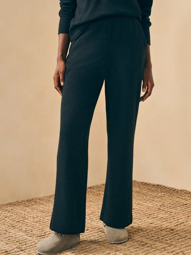 Faherty Legend Lounge Wide Leg Pant in Heathered Black