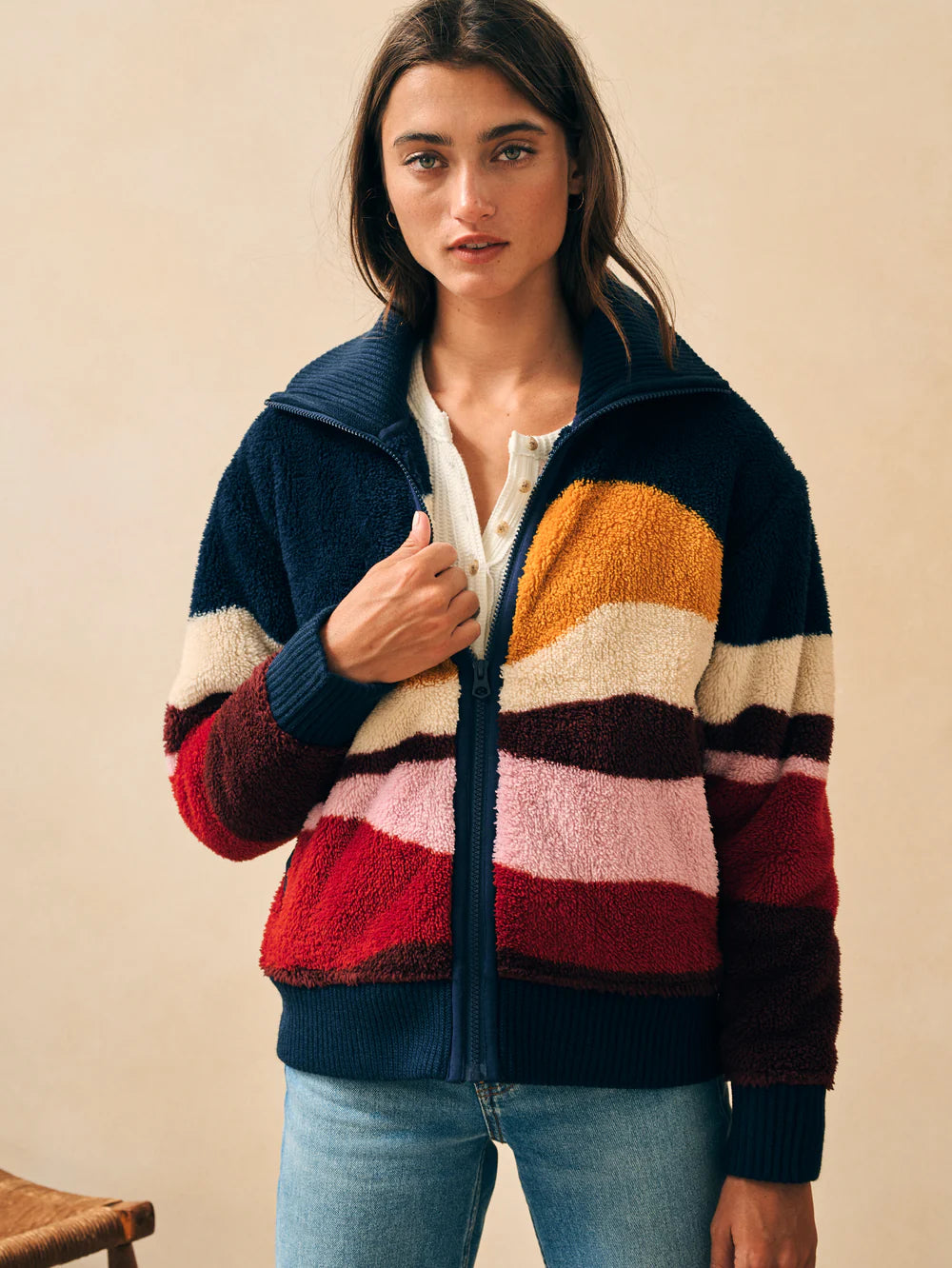 Faherty High Pile Fleece Jacket in Mountain Sunset