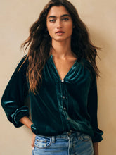 Load image into Gallery viewer, Faherty Stretch Silk Velvet Naomi Top in Sea Moss