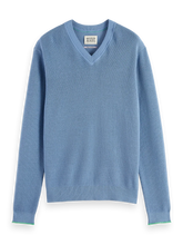 Load image into Gallery viewer, Scotch and Soda Mens Regular-fit cotton linen v-neck