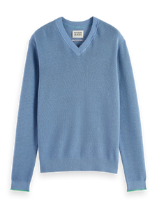 Scotch and Soda Mens Regular-fit cotton linen v-neck