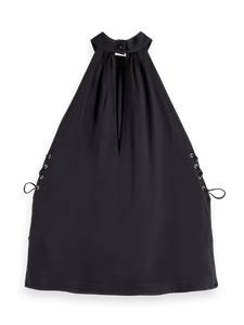 Scotch and Soda Halter Neck Top w/Criss Cross Detail in Black - FINAL SALE
