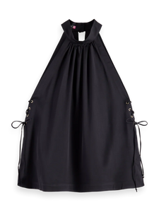 Scotch and Soda Halter Neck Top w/Criss Cross Detail in Black - FINAL SALE