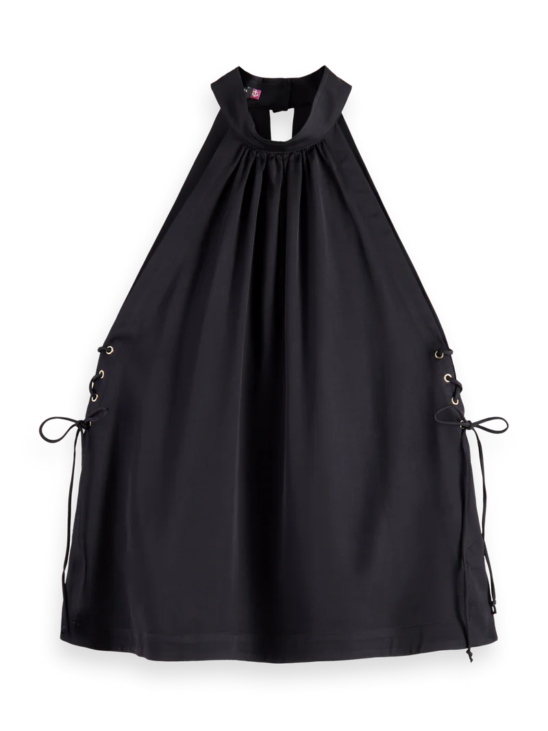 Scotch and Soda Halter Neck Top w/Criss Cross Detail in Black - FINAL SALE