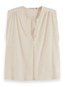 Scotch and Soda Drapey V-neck T-shirt in Soft Ice