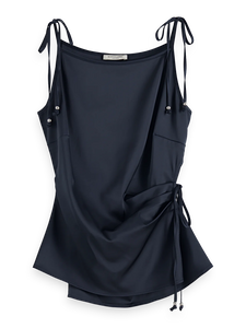 Scotch and Soda Satin Tank Top in Midnight Blue
