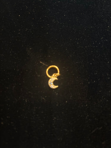 Goldfine Gold Filled CZ Pave Moon Charm