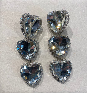 Lisa C Bijoux Crystal Heart Drop Earrings