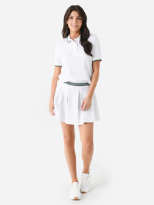 Lacoste x Bandier Piqué Tennis Skirt with Built-In Shorts in White/Green/Navy
