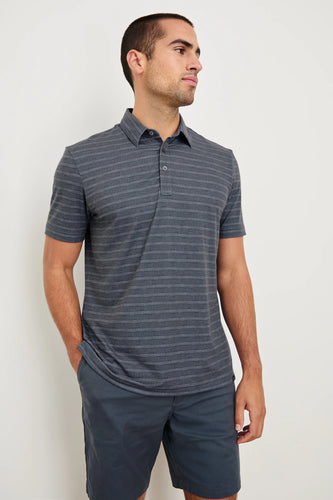 Rails Merced Golf Polo Shirt in Sashiko Border Black