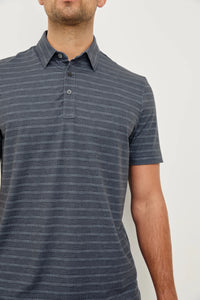 Rails Merced Golf Polo Shirt in Sashiko Border Black