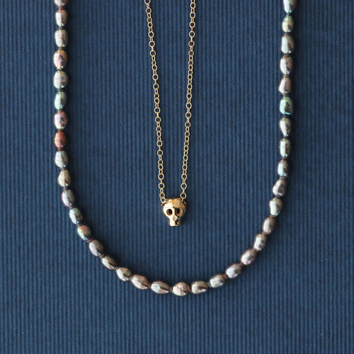 Kris Nations Tiny Skull Charm Necklace