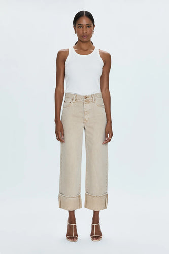 Pistola Ryder High Rise Cuffed Jean in Oat