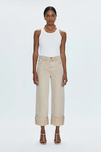 Pistola Ryder High Rise Cuffed Jean in Oat