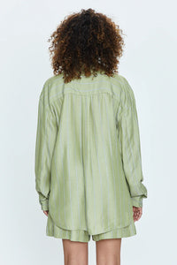Pistola Irene Effortless Button Down Shirt in Sage Stripe - FINAL SALE