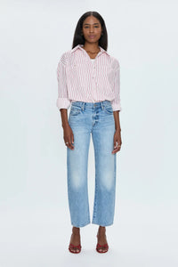 Pistola Samantha Oversized Button Up Shirt in Ruby Stripe