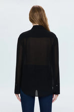 Load image into Gallery viewer, Pistola Charlotte Sheer Tuxedo Shirt in Noir - FINAL SALE