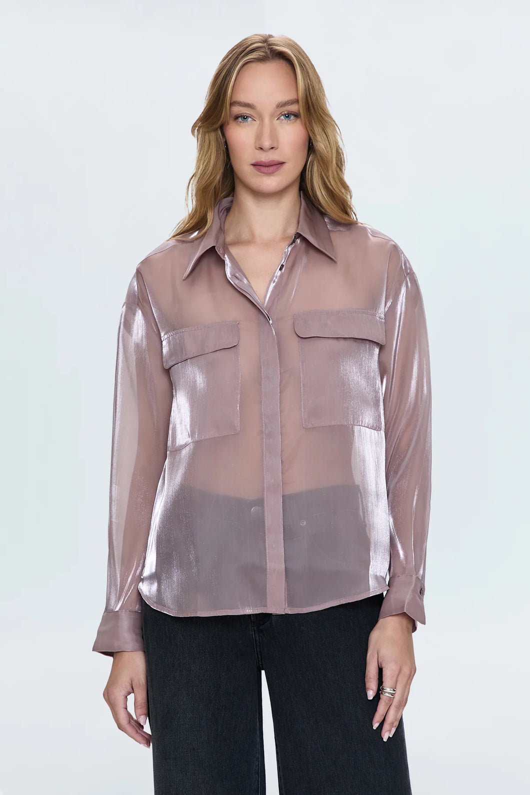 Pistola Miranda Sheer Organza Shirt in Pink Plum - FINAL SALE