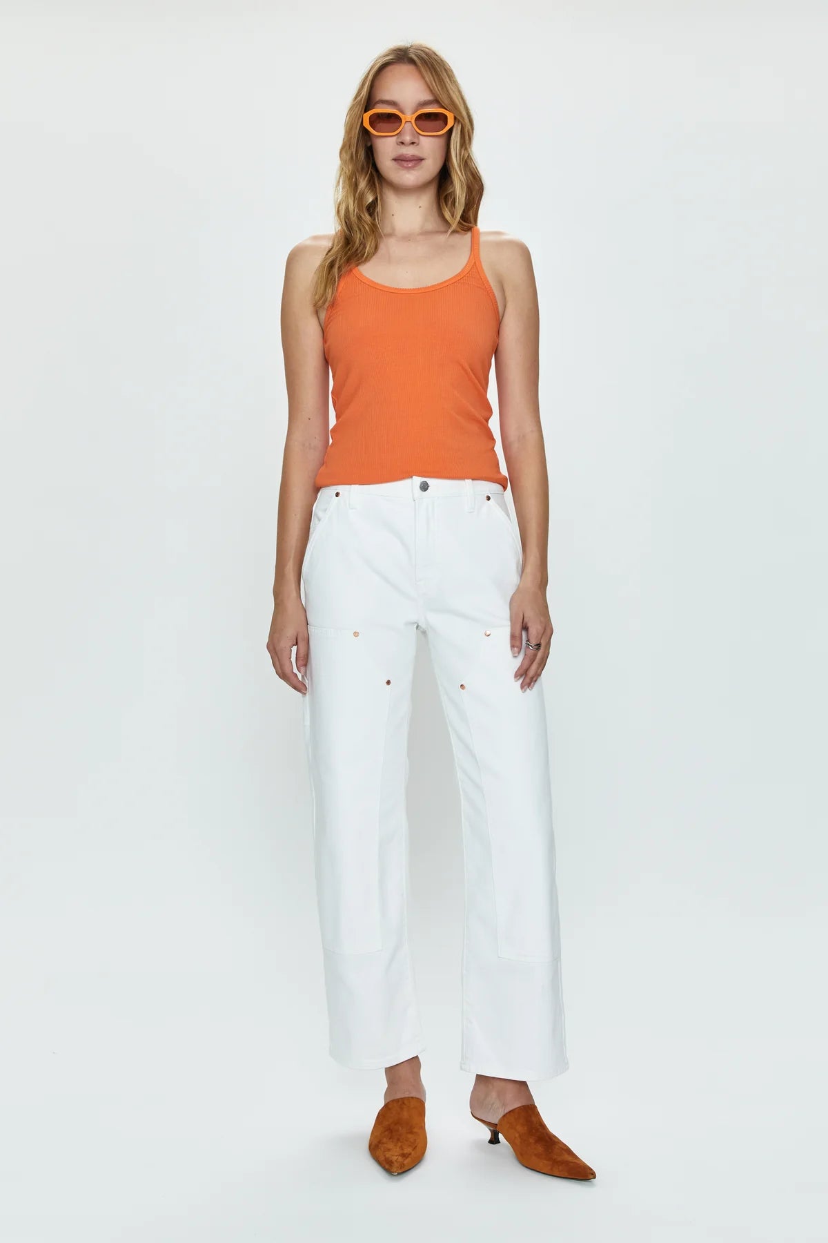 Pistola Lexi Carpenter Mid Rise Bowed Straight in White