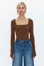 Load image into Gallery viewer, Pistola Jenny L/S Square Neck Thong Bodysuit in Saddle