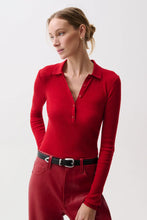 Load image into Gallery viewer, Pistola Elise Featherweight Polo Henley in Savvy Red