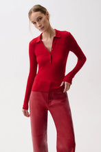 Load image into Gallery viewer, Pistola Elise Featherweight Polo Henley in Savvy Red